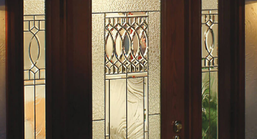 Glass patterns with privacy treatments.