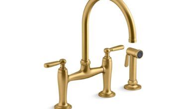 Kohler Edalyn™ By Studio Mcgee Two-hole Bridge Kitchen Sink Faucet With Side Sprayer