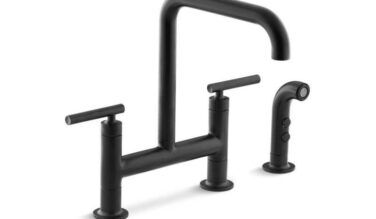 Kohler Purist® Two-hole Bridge Kitchen Sink Faucet With Side Sprayer