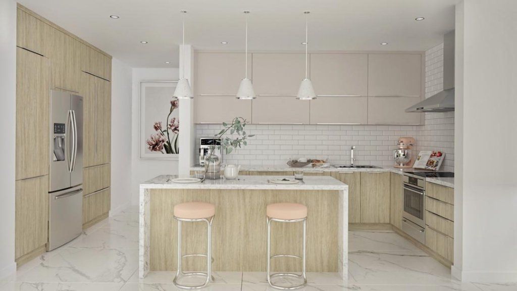 Spacious kitchen featuring Allure Metro mist supermatte and a special order wood grain finish