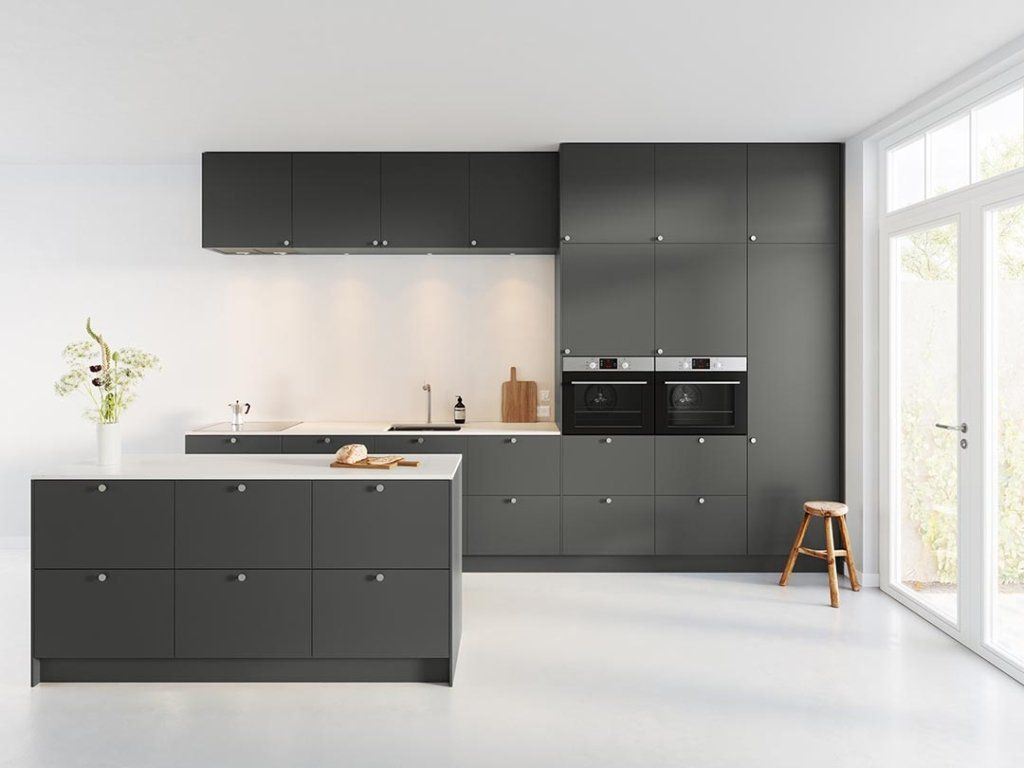 Sleek Contemporary kitchen featuring Allure Metro cabinetry in Shark Grey