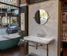 interior shot of studio41 Hubbard and a bathroom display