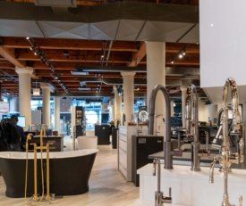 interior shot of studio41 Hubbard and their layout showing their tubs and fixtures