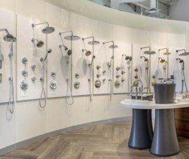 Interior shot of kohler naperville showing the many shower designs