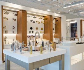 interior shot of kohler palatine of the faucet and shower head wall