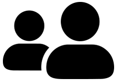 Black icon of two people talking, representing your first meeting with a Studio41 designer.
