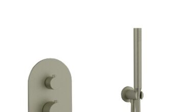 Artos Trova Trim Kit 2-outlet Round Thermostatic W/ Built In Diverter Rain & Hand Held Brushed Nickel