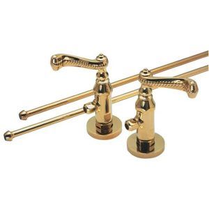 California Faucets 982133ABF Antique Brass Flat 982133ABF Deluxe Angle Stop Kit For Pedestal - Antique Brass Flat