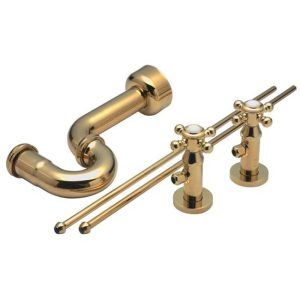 California Faucets 983033ABF Antique Brass Flat 983033ABF Deluxe Angle Stop Kit For Pedestal - Antique Brass Flat