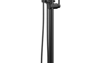 Delta faucet Trinsic® Single Handle Floor Mount Tub Filler Trim With Hand Shower