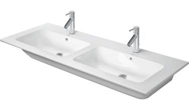 Duravit Duravit Me By Starck 51 1/8'' Rectangular Wall Mounted Sink In  With Two Sets Of Single Faucet Holes And With Overflow