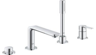 Grohe 4-hole Single-handle Deck Mount Roman Tub Faucet With 1.75 Gpm Hand Shower