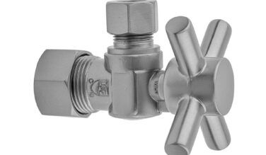 Jaclo Quarter Turn Angle Pattern 5/8'' O.d. Compression (fits 1/2'' Copper) X 3/8'' O.d. Supply Valve With Contempo Cross Handle