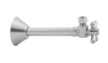 Jaclo Quarter Turn 1/2'' Copper (sweat Fit) X 3/8'' O.d. Outlet Angle Supply Valve With Standard Cross Handle