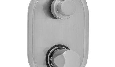 Jaclo Oval Plate With Thumb Thermostatic Valve With Short Peg Built-in 2-way Or 3-way Diverter/volume Controls (j-th34-686 / J-th34-687 / J-th34-688 / J-th34-689