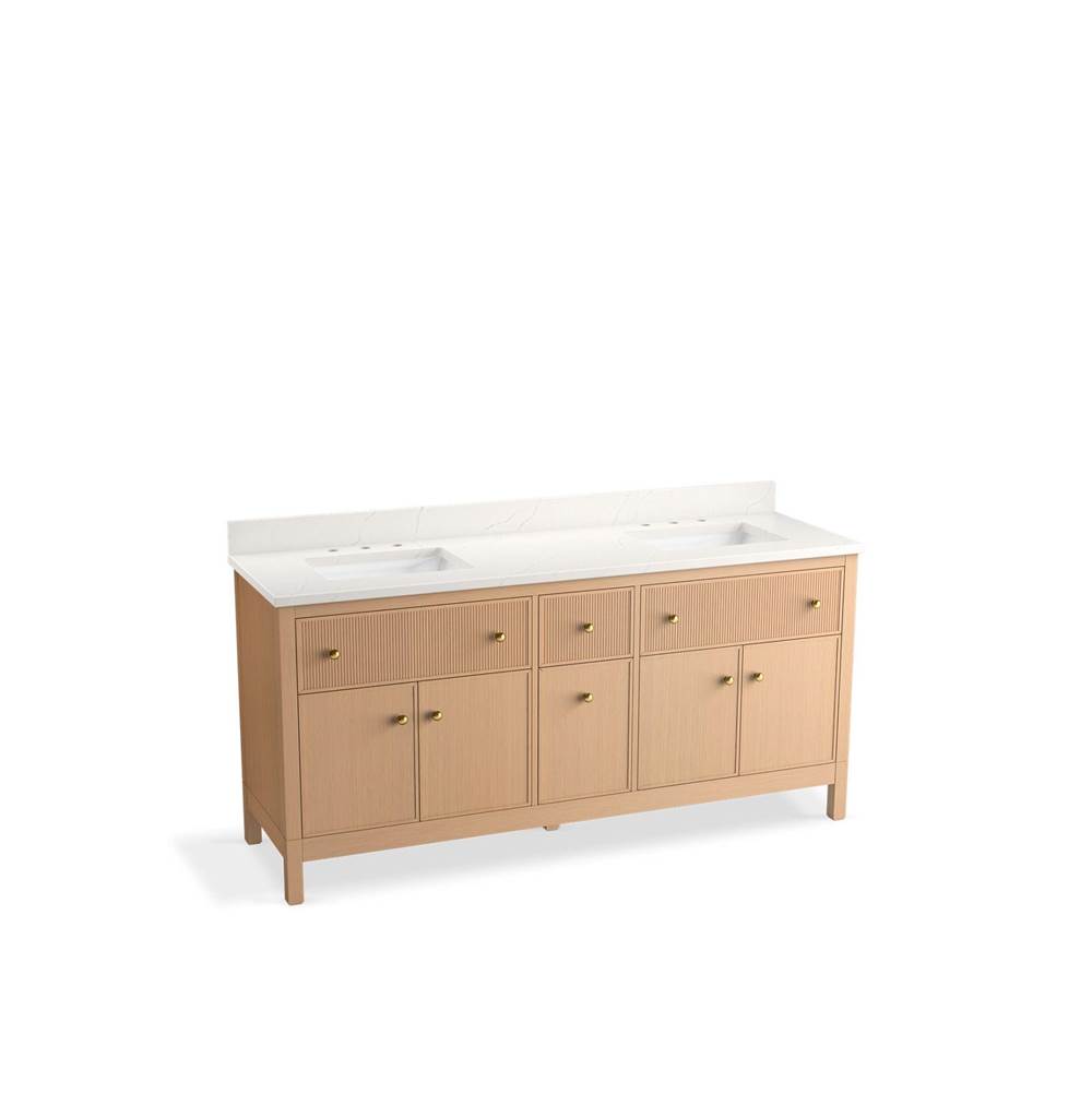 Kohler K35023SWK White Oak K35023SWK Malin By Studio Mcgee 72'' Bathroom Vanity Cabinet With Sinks And Quartz Top - White Oak