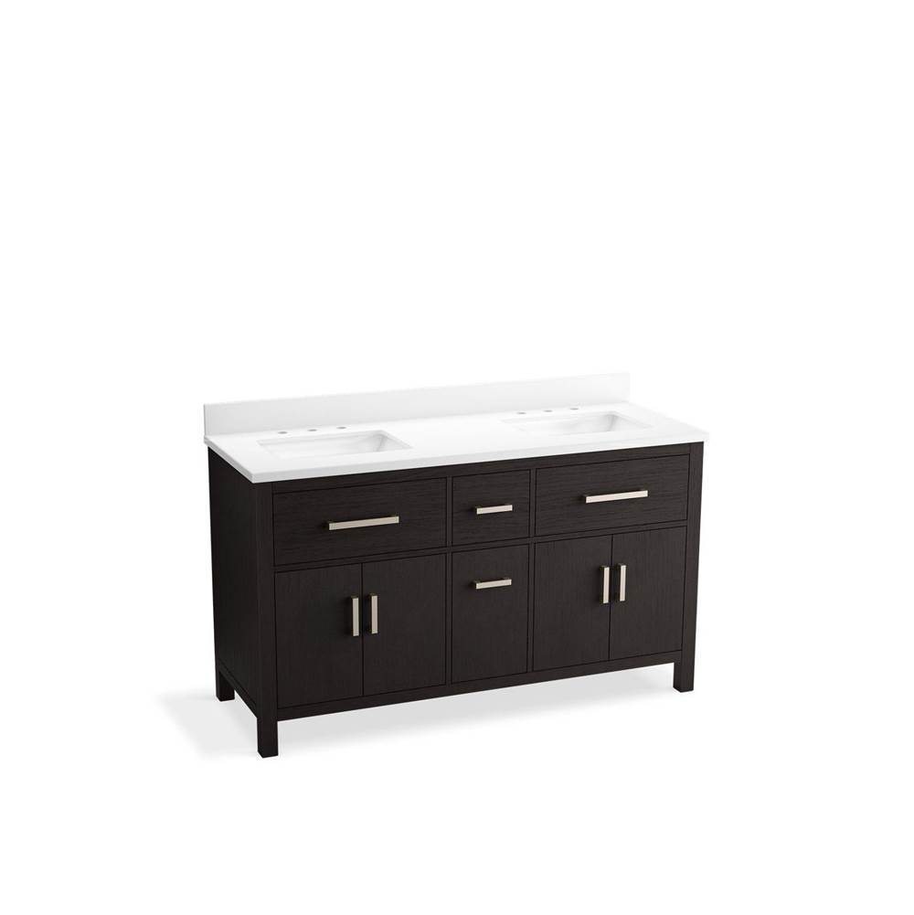 Kohler K40641BD1BWK Carbon Oak Kresla® 60'' Bathroom Vanity Cabinet With Sinks And Quartz Top