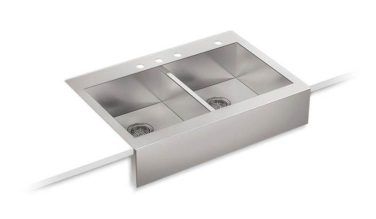 Kohler Vault™ 35-3/4'' X 24-5/16'' X 9-5/16'' Top-mount Double-equal Stainless Steel Farmhouse Kitchen Sink For 36'' Cabinet