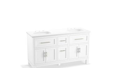 Kohler Quo® 60'' Bathroom Vanity Cabinet With Sinks And Quartz Top