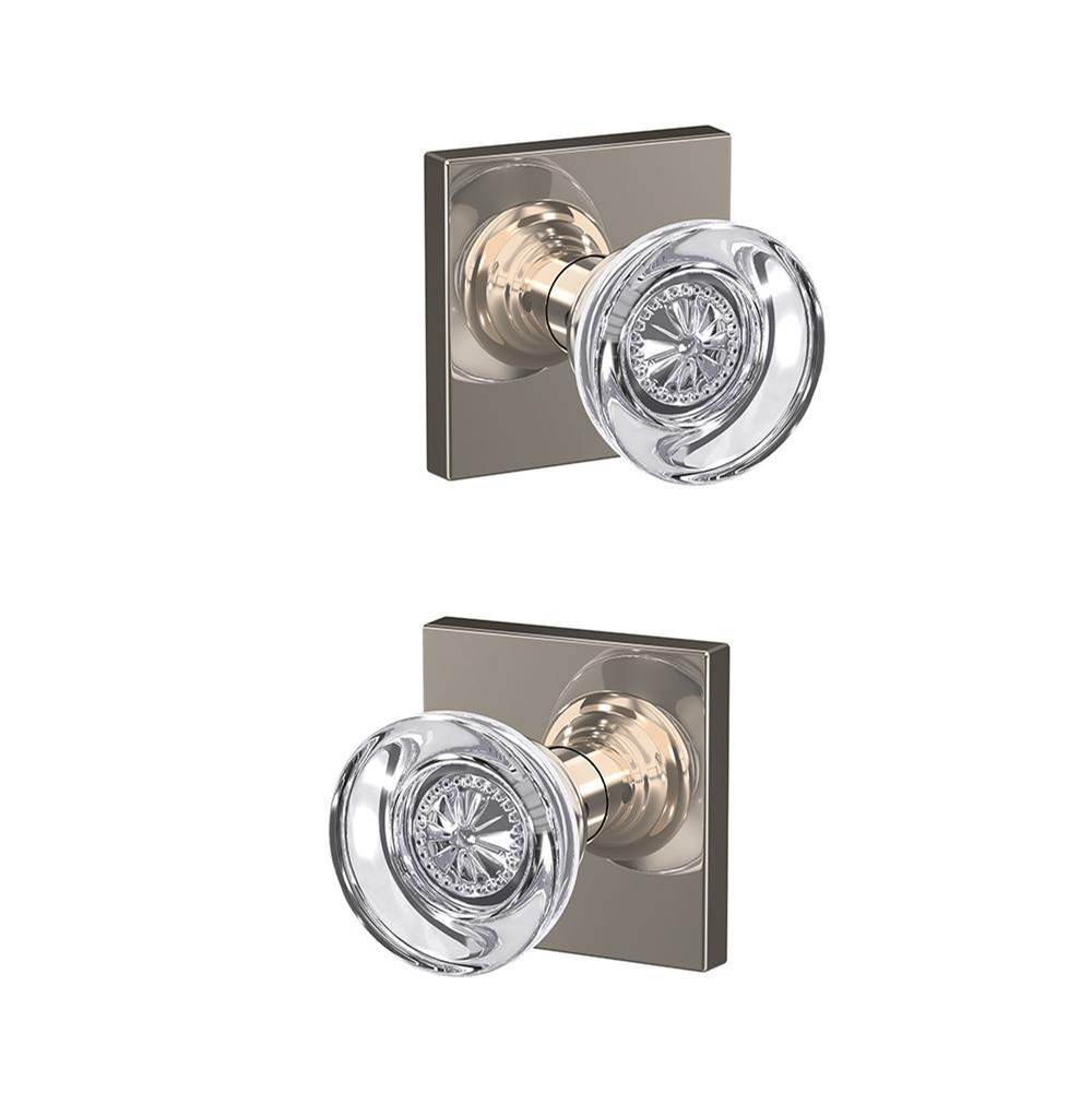 Schlage FC21HOB618COL Polished Nickel FC21HOB618COL Custom Hobson Glass Knob With Collins Trim Hal - closet And Be - bath Lock I - Polished Nickel