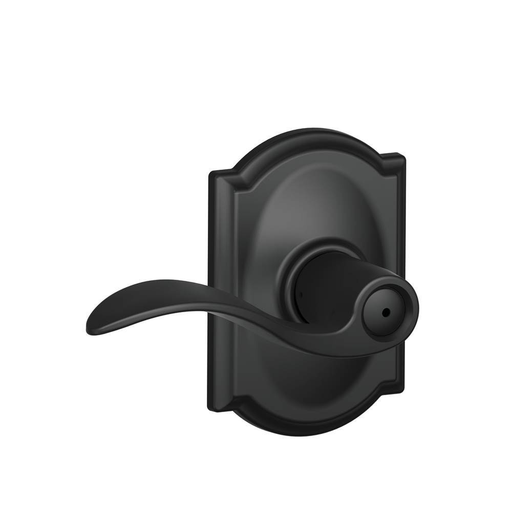 Schlage F40ACC622CAM Matte Black F40ACC622CAM Accent Lever With Camelot Trim Bed And Bath Loc - Matte Black
