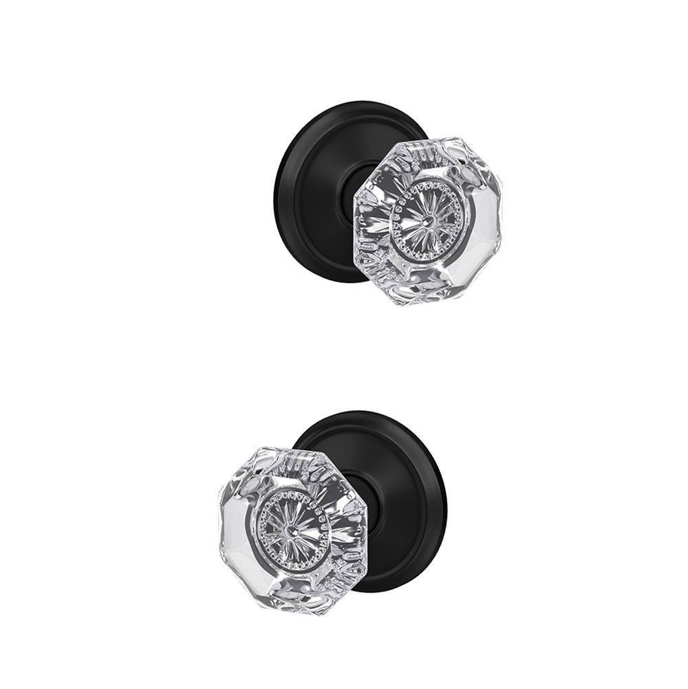 Schlage FC21ALX622ALD Matte Black FC21ALX622ALD Custom Alexandria Glass Knob With Alden Trim Hal - closet And Be - bath Lock I - Matte Black
