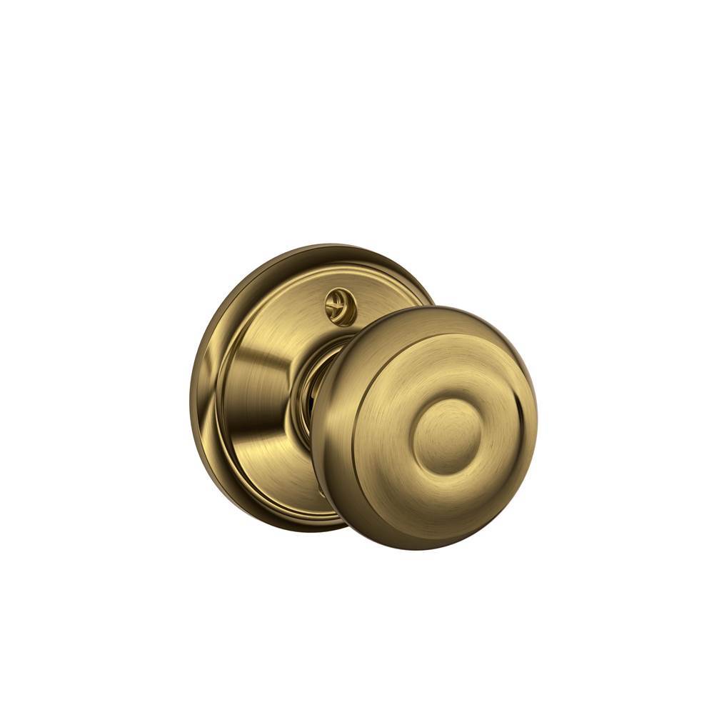 Schlage F170GEO609 Antique Brass F170GEO609 Georgian Knob No - turning Loc - Antique Brass