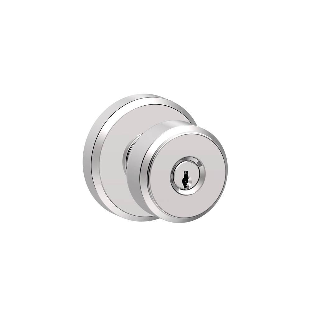 Schlage F51ABWE625GSN Bright Chrome F51ABWE625GSN Bowery Knob With Greyson Trim Keyed Entry Lock I - Bright Chrome