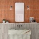 Bathroom wall with daltile artcrafted in cotto