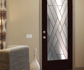 Allure entry door with full length privacy decorative glass with art deco style.