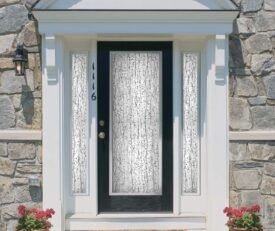 Allure entry door with full length privacy decorative glass with naturalistic style.