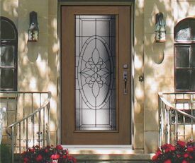 Allure entry door with decorative glass