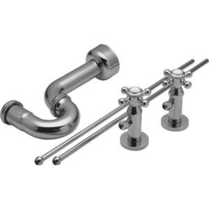 California Faucets 983047ABF Antique Brass Flat 983047ABF Deluxe Angle Stop Kit For Pedestal - Antique Brass Flat