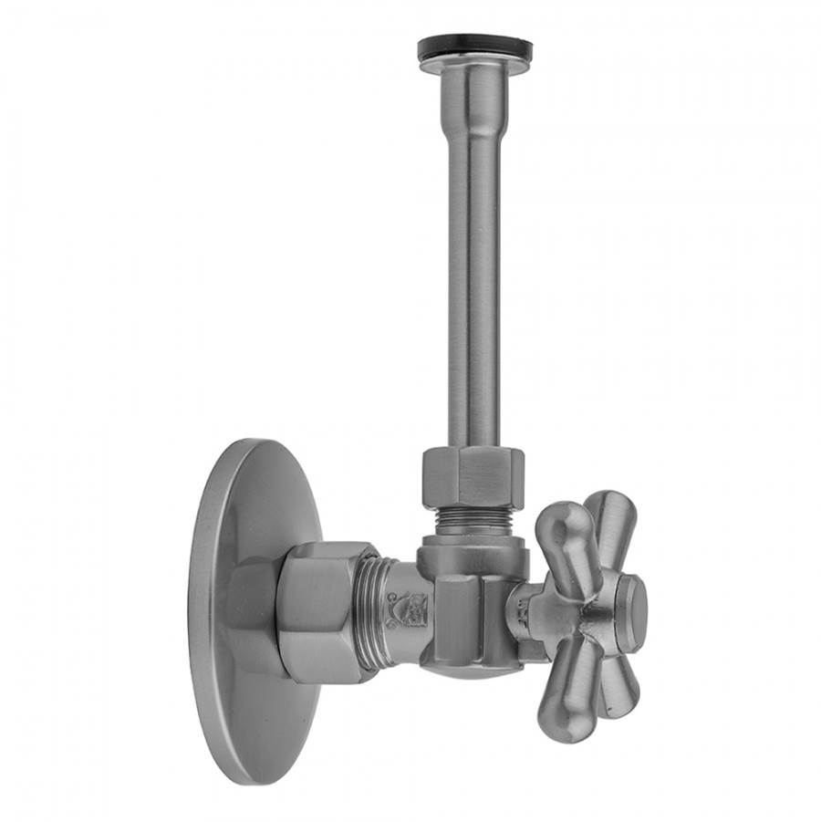 Jaclo 62172SCU Satin Cooper 62172SCU Quarter Turn Angle Pattern 5/8'' O.d. Compression (fits 1/2'' Copper) X 3/8'' O.d. Toilet Supply Kit Standard Cross Handle, 20'' Supply Tube, Escutcheo - Satin Cooper