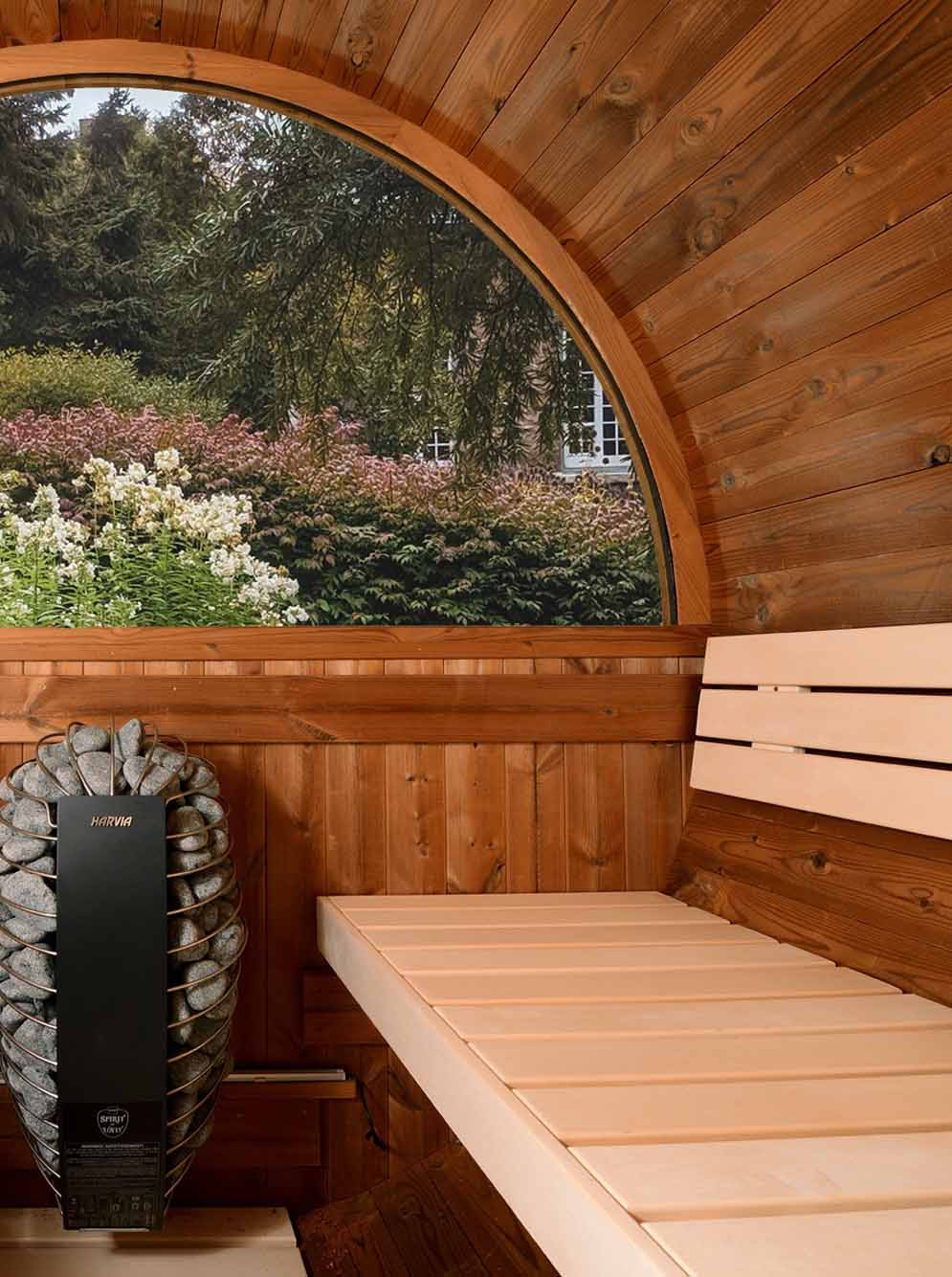 interior view of a thermasol outdoor sauna