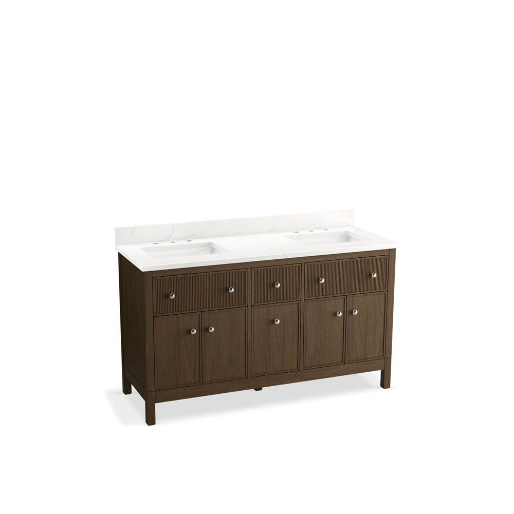 Kohler K35022DAK Draper Oak K35022DAK Malin By Studio Mcgee 60'' Bathroom Vanity Cabinet With Sinks And Quartz To - Draper Oak