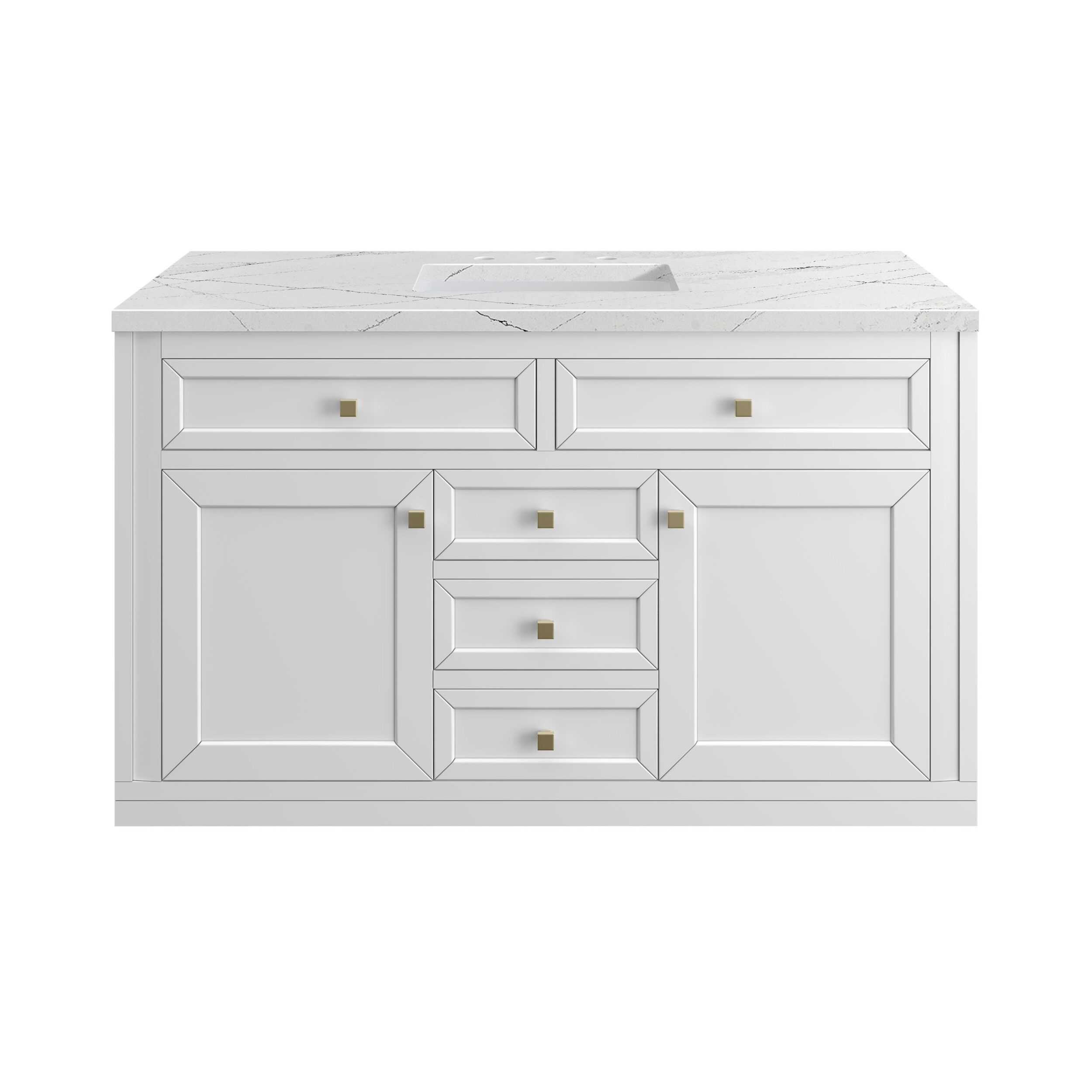 James Martin Vanities 503V48GWFENC Glossy White 503V48GWFENC Chicago 48 Single Vanity, Glossy White, W/ 3 Cm Ethereal Noctis Silestone Top W/freepower Wireless Charge - Glossy White