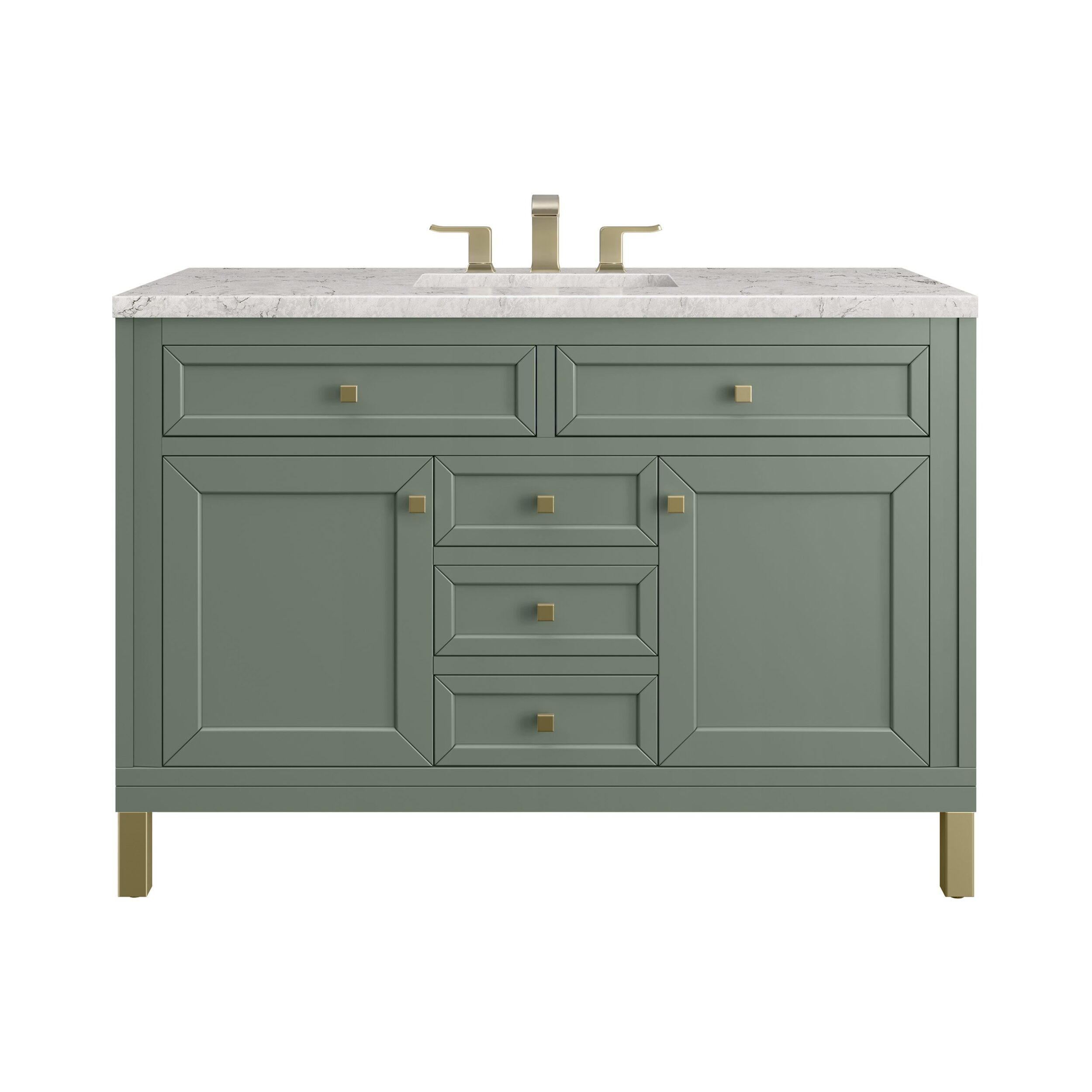 James Martin Vanities 503V48SCFEJP Smokey Celadon 503V48SCFEJP Chicago 48 Single Vanity, Smokey Celadon, W/ 3 Cm Eternal Jasmine Pearl Silestone Top W/freepower Wireless Charge - Smokey Celadon