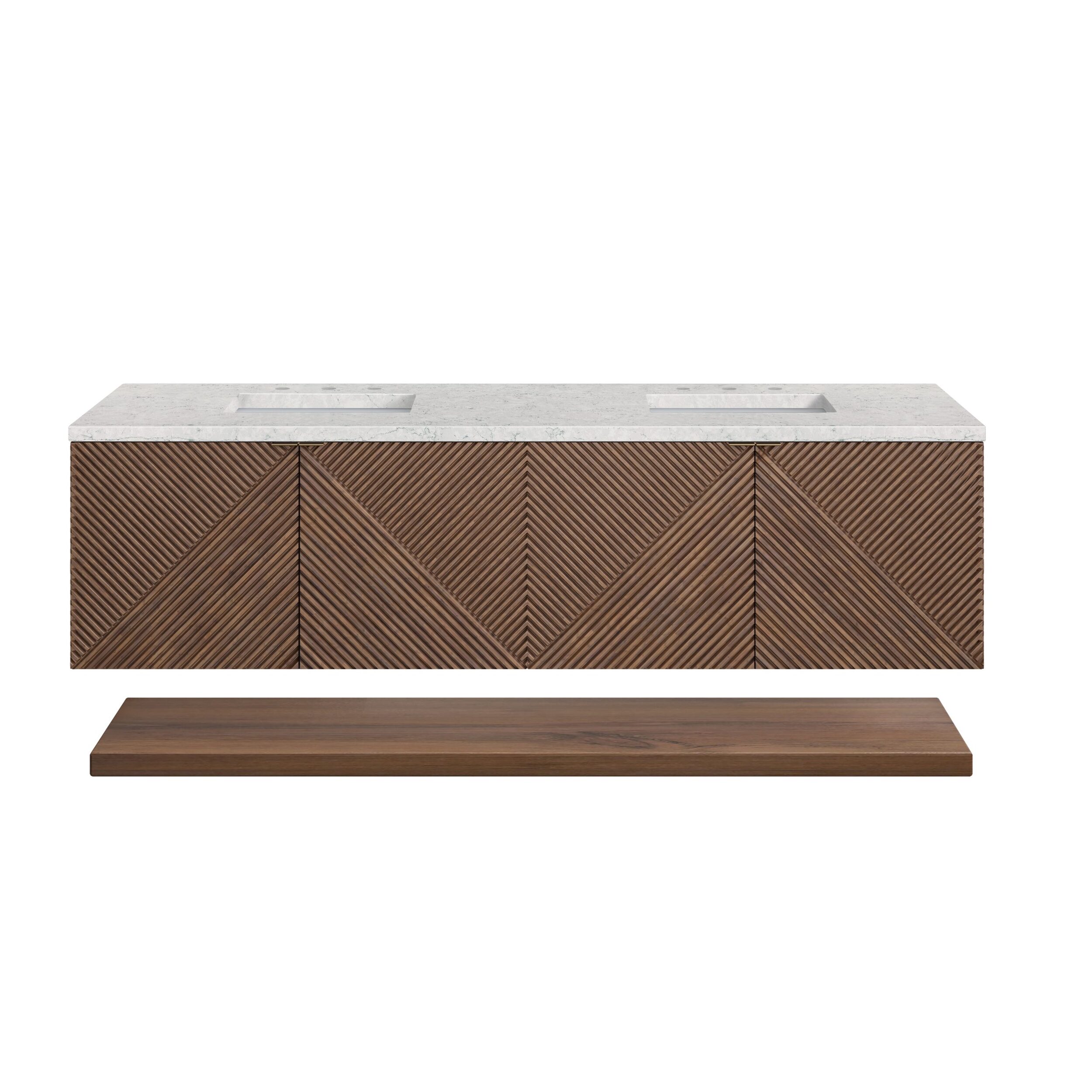 James Martin Vanities D200V72CSNFEJP Chestnut D200V72CSNFEJP Marcello 72 Double Vanity, Chestnut W/ 3 Cm Eternal Jasmine Pearl Top W/freepower Wireless Charge - Chestnut