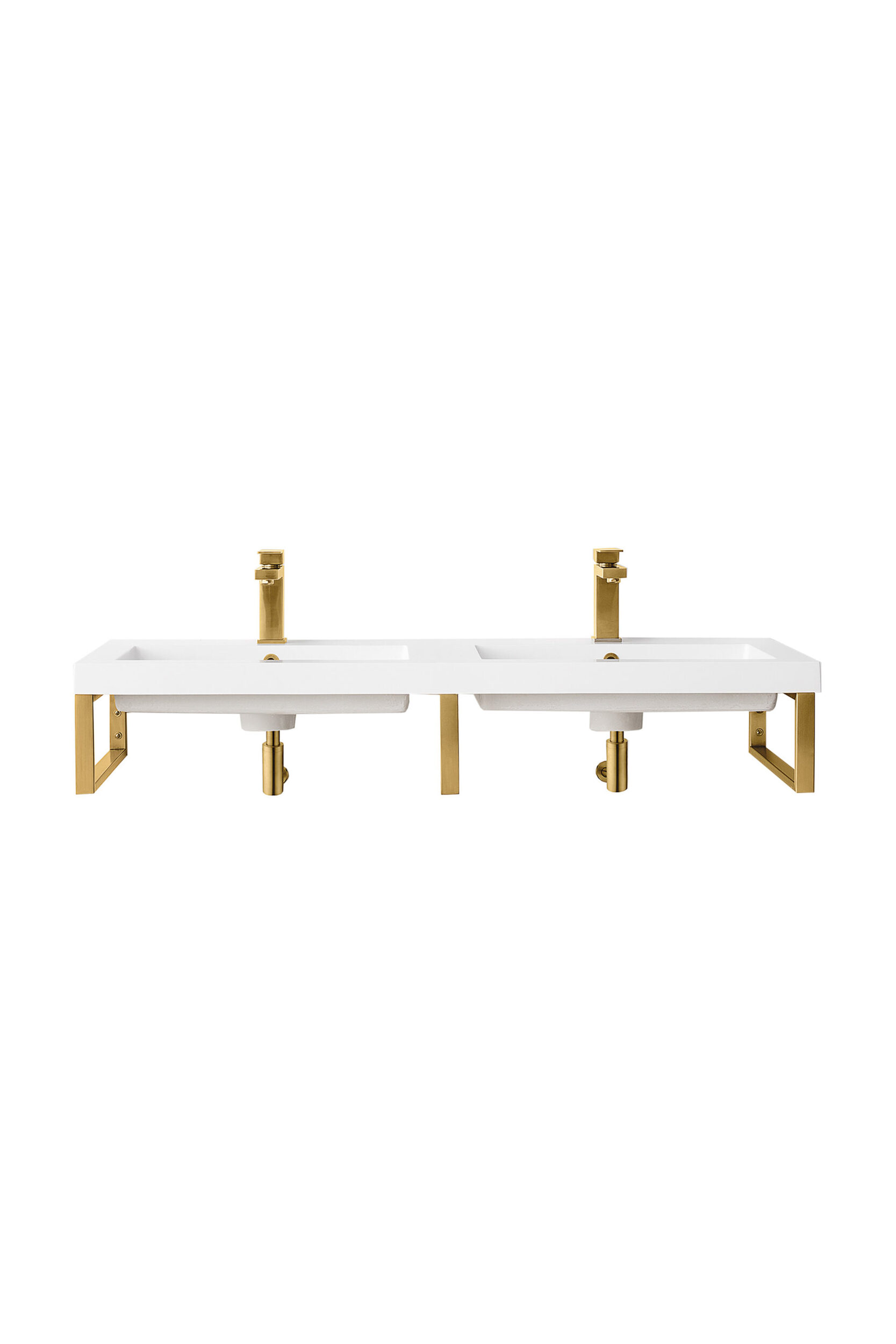 James Martin Vanities 055BK18RGD47WG2 Radiant Gold 055BK18RGD47WG2 Three Boston 18 Wall Brackets, Radiant Gold W/ 47 White Glossy Composite Stone Top - Radiant Gold
