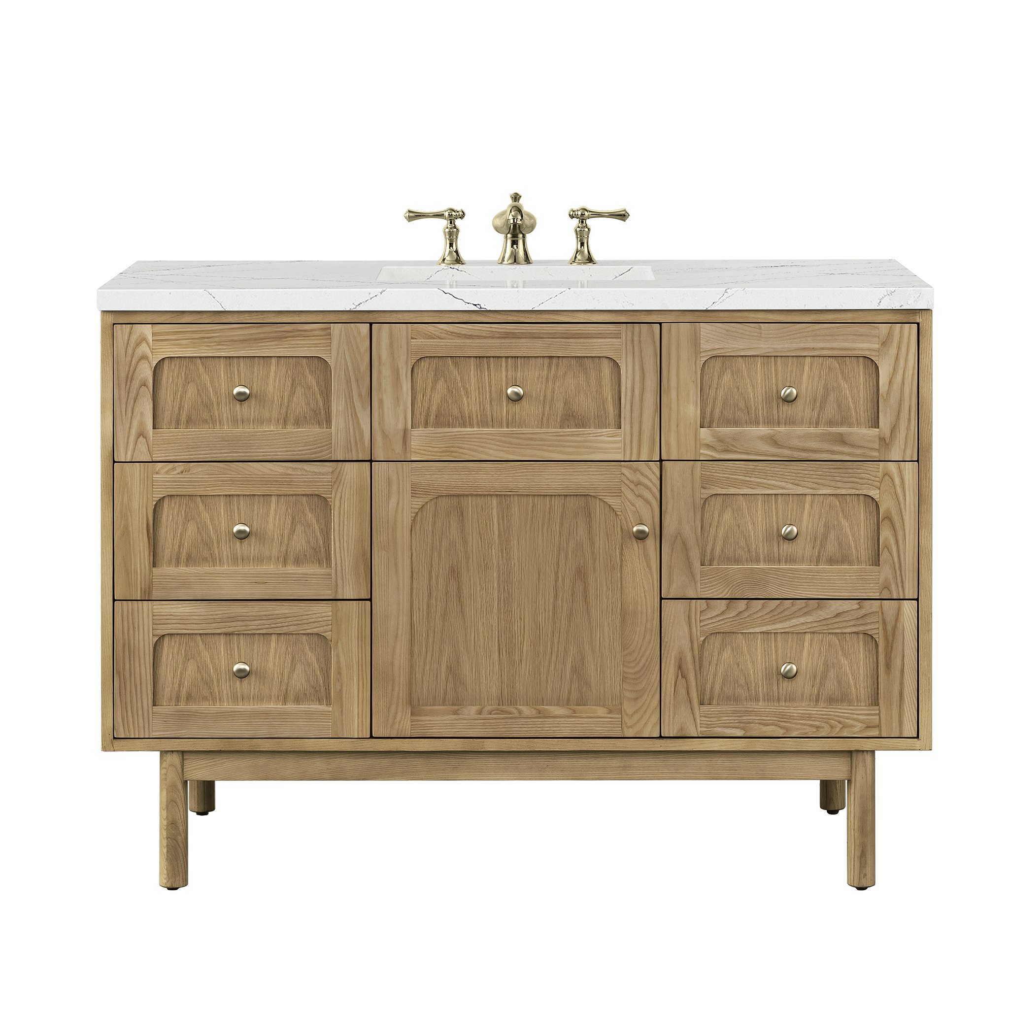 James Martin Vanities 545V48LNOFENC Light Natural Oak 545V48LNOFENC Laurent 48 Single Vanity, Light Natural Oak W/ 3 Cm Ethereal Noctis Top W/freepower Wireless Charge - Light Natural Oak