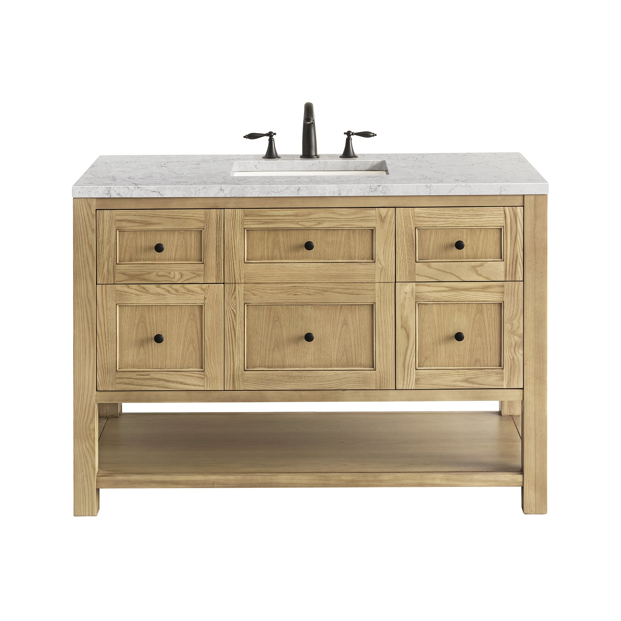 James Martin Vanities 330V48LNOFEJP Light Natural Oak 330V48LNOFEJP Breckenridge 48 Single Vanity, Light Natural Oak W/ 3 Cm Eternal Jasmine Pearl Top W/freepower Wireless Charge - Light Natural Oak