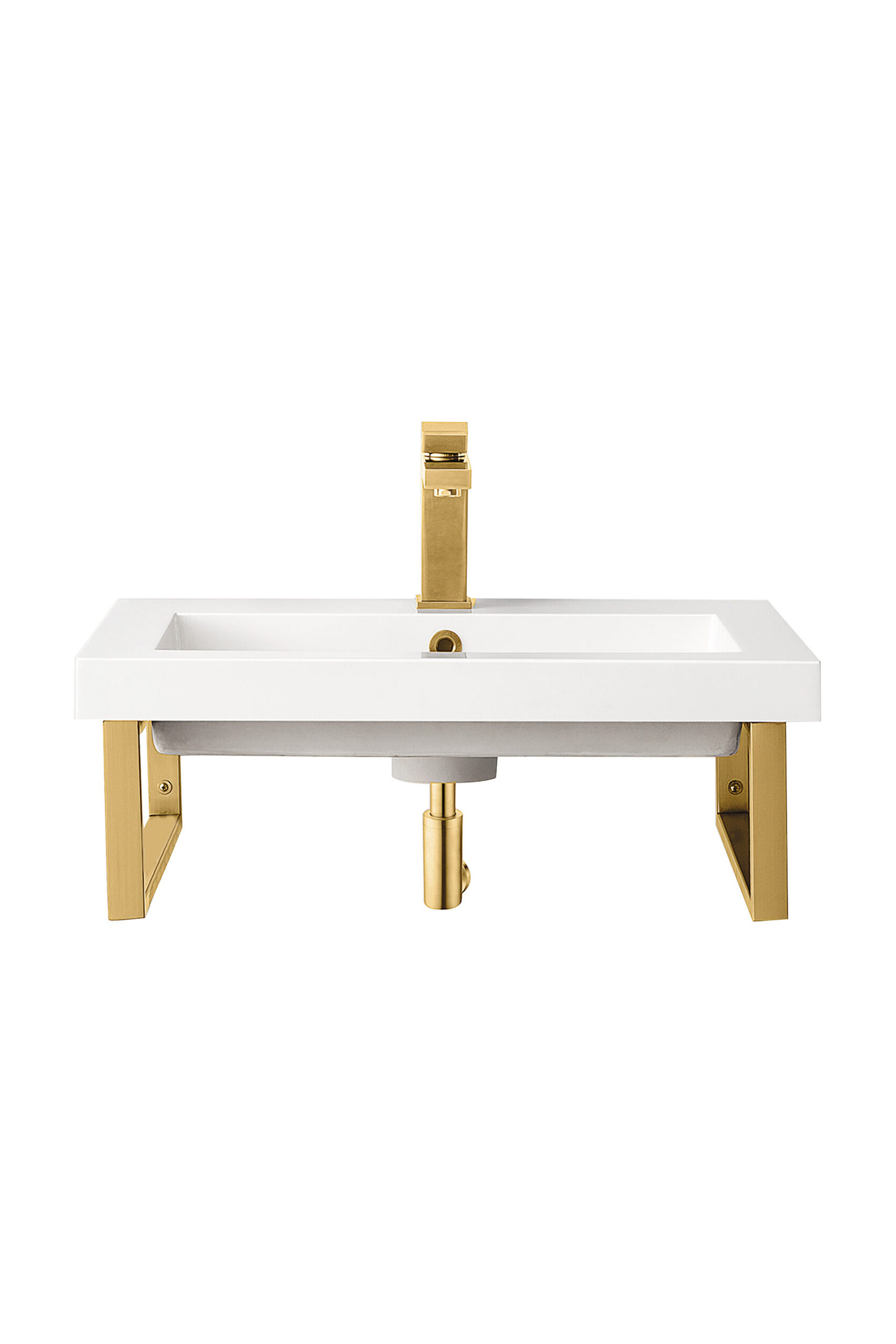 James Martin Vanities 055BK18RGD236WG2 Radiant Gold 055BK18RGD236WG2 Two Boston 18 Wall Brackets, Radiant Gold W/ 23.6 White Glossy Composite Stone Top - Radiant Gold