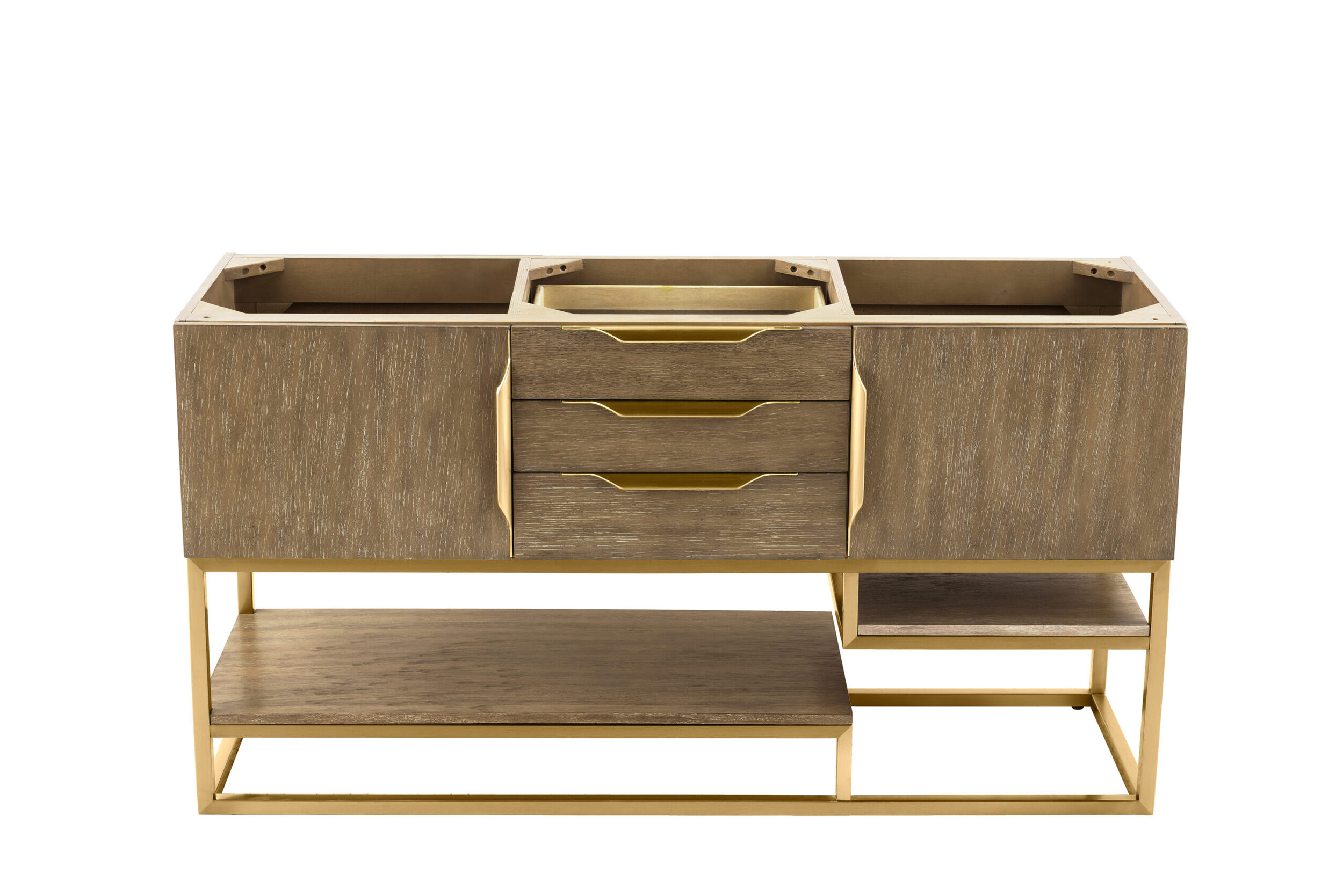 James Martin Vanities 983V59DLTORG Latte Oak 983V59DLTORG Columbia 59 Double Vanity Cabinet, Latte Oak, Radiant Gold - Latte Oak