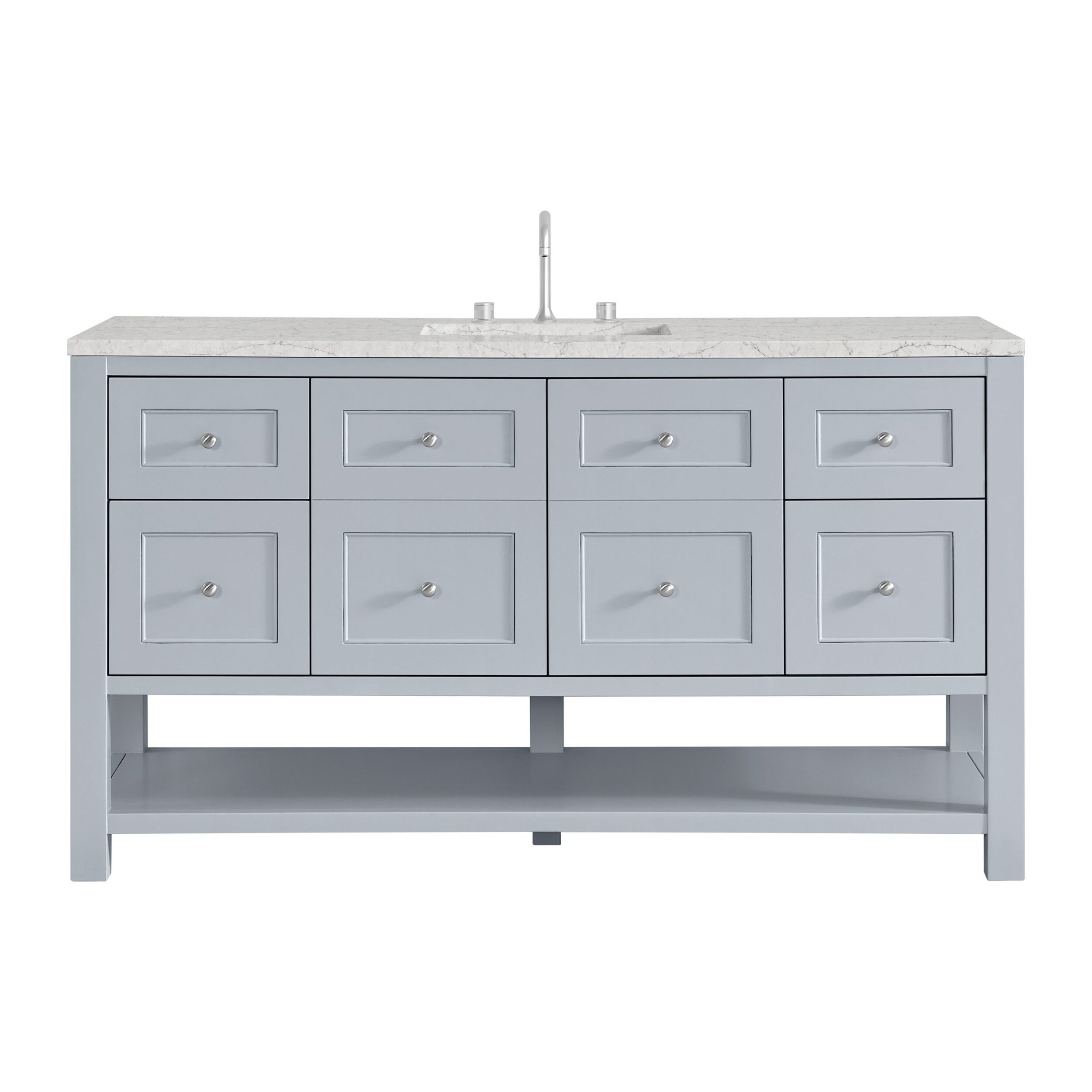 James Martin Vanities 330V60SSRBFEJP Serenity Blue 330V60SSRBFEJP Breckenridge 60 Single Vanity, Serenity Blue, W/ 3 Cm Eternal Jasmine Pearl Silestone Top W/ Freepower Wireless Charger - Serenity Blue