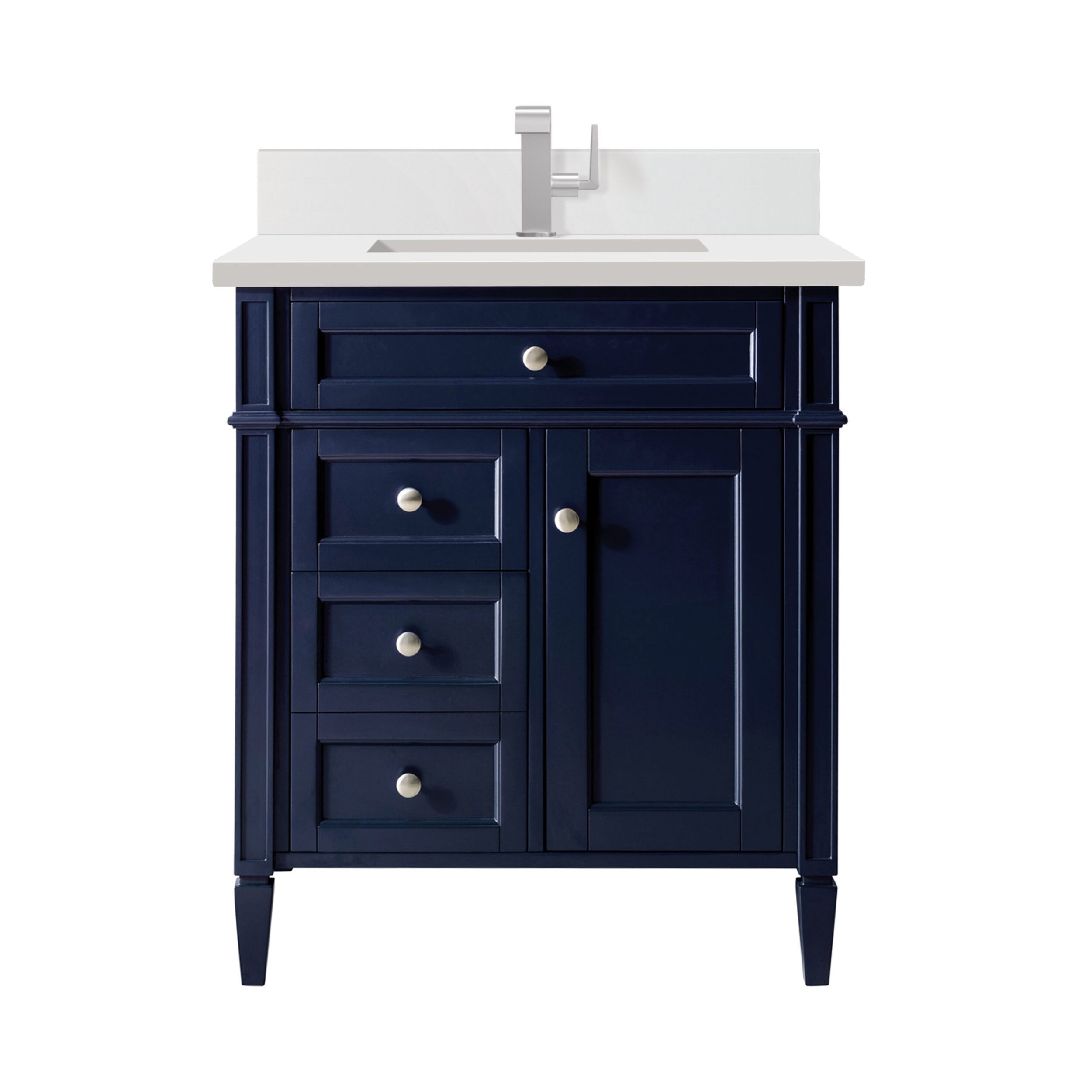 James Martin Vanities 650V30VBL1WZ Victory Blue 650V30VBL1WZ Brittany 30 Single Vanity, Victory Blue W/ Single Hole 3 Cm White Zeus Silestone Top & Backsplash - Victory Blue
