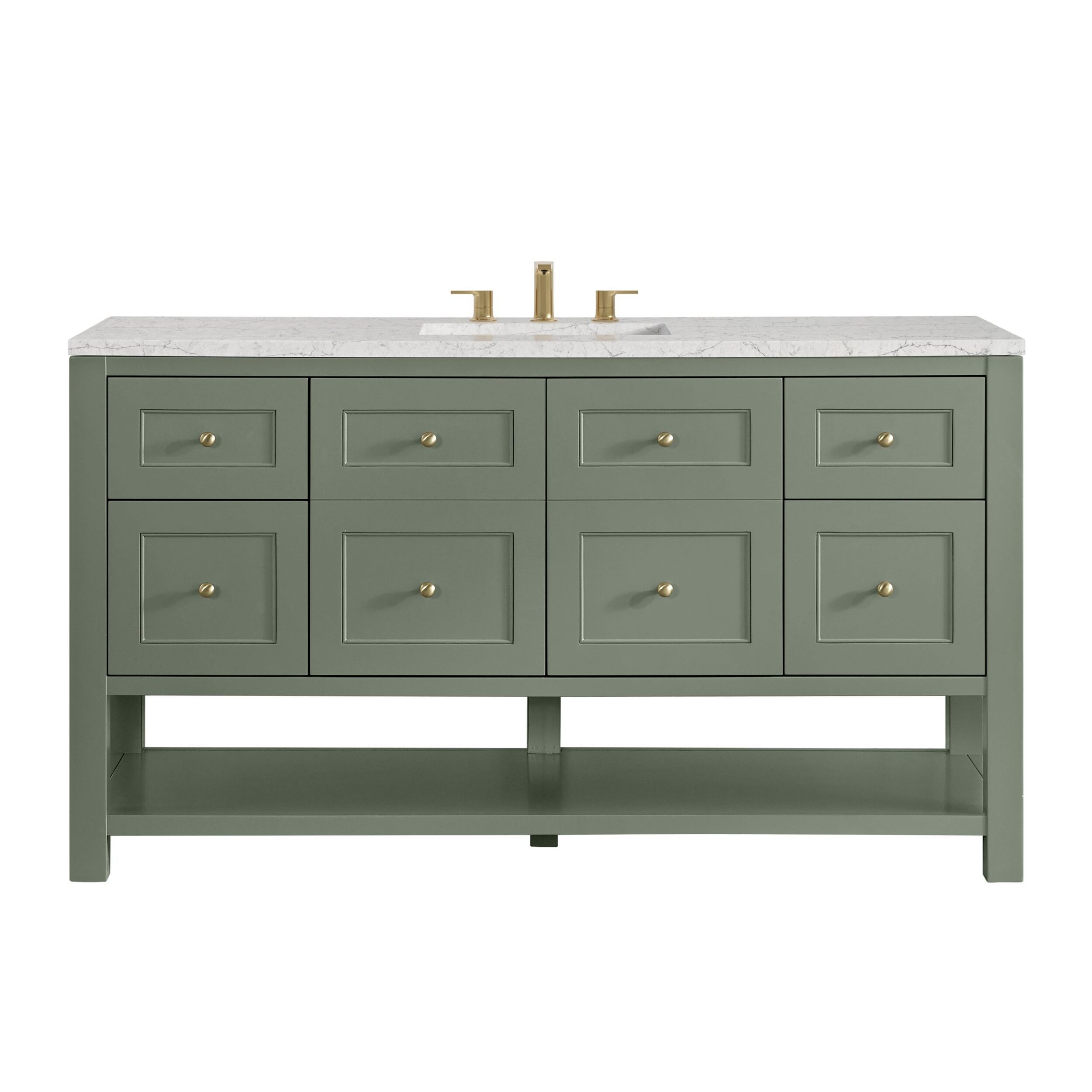 James Martin Vanities 330V60SSCFEJP Smokey Celadon 330V60SSCFEJP Breckenridge 60 Single Vanity, Smokey Celadon, W/ 3 Cm Eternal Jasmine Pearl Silestone Top W/ Freepower Wireless Charger - Smokey Celadon