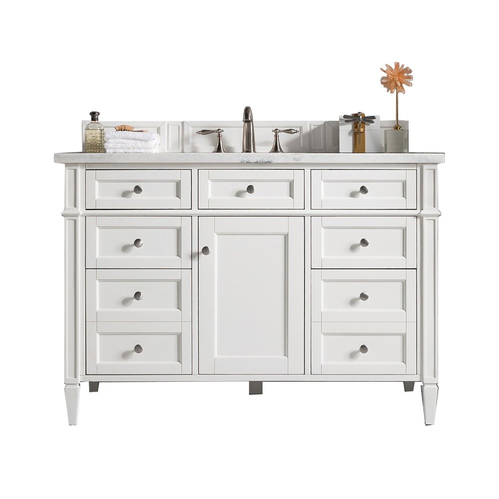 James Martin Vanities 655V48BWFEJP Bright White 655V48BWFEJP Brittany 48 Single Vanity, Bright White W/ 3 Cm Eternal Jasmine Pearl Silestone Top W/freepower Wireless Charge - Bright White