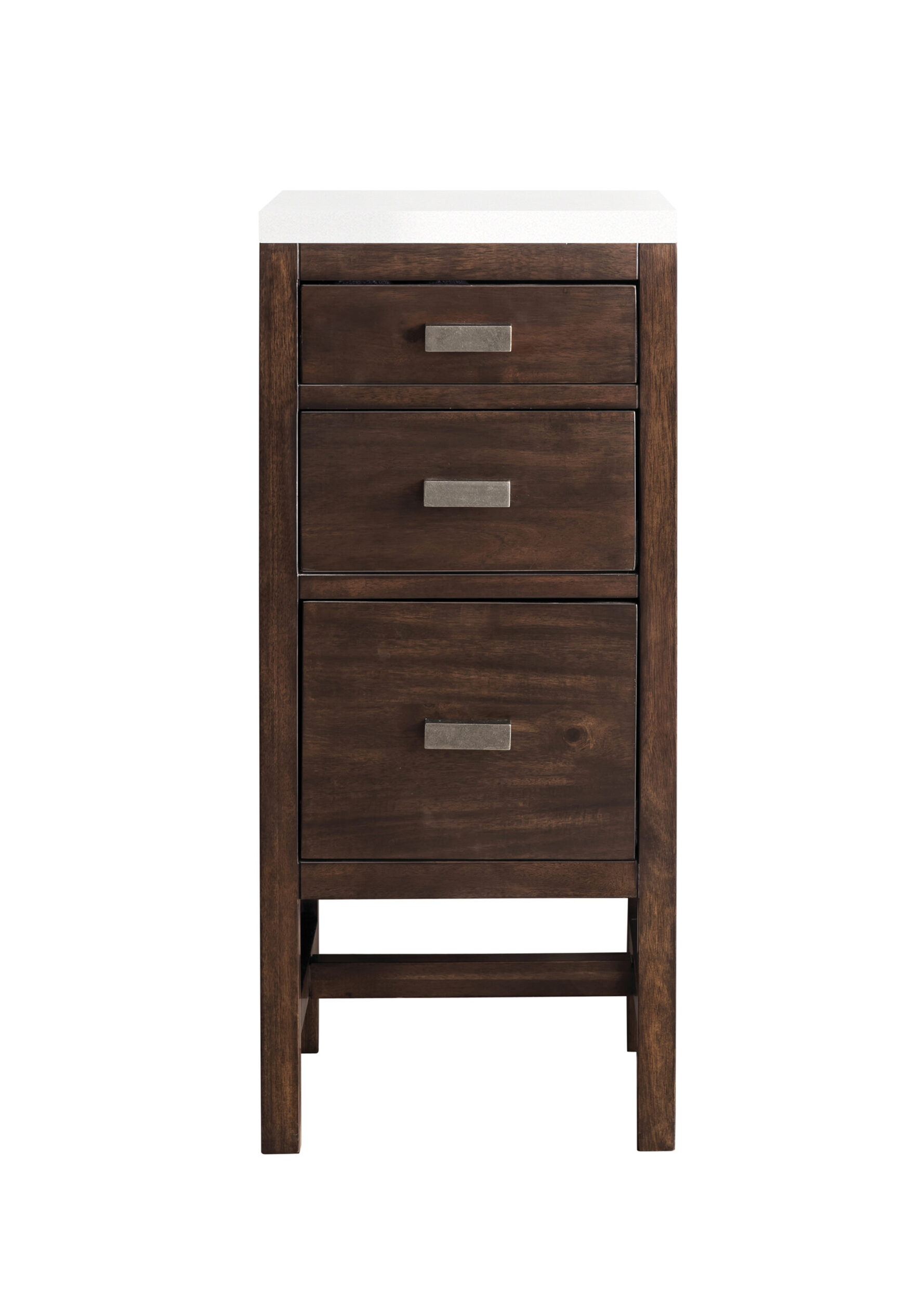 James Martin Vanities E444BC15MCA3WZ Finish Unknown 1 E444BC15MCA3WZ Addison 15 Base Cabinet, Mid-century Acacia W/ 3 Cm White Zeus Silestone Top