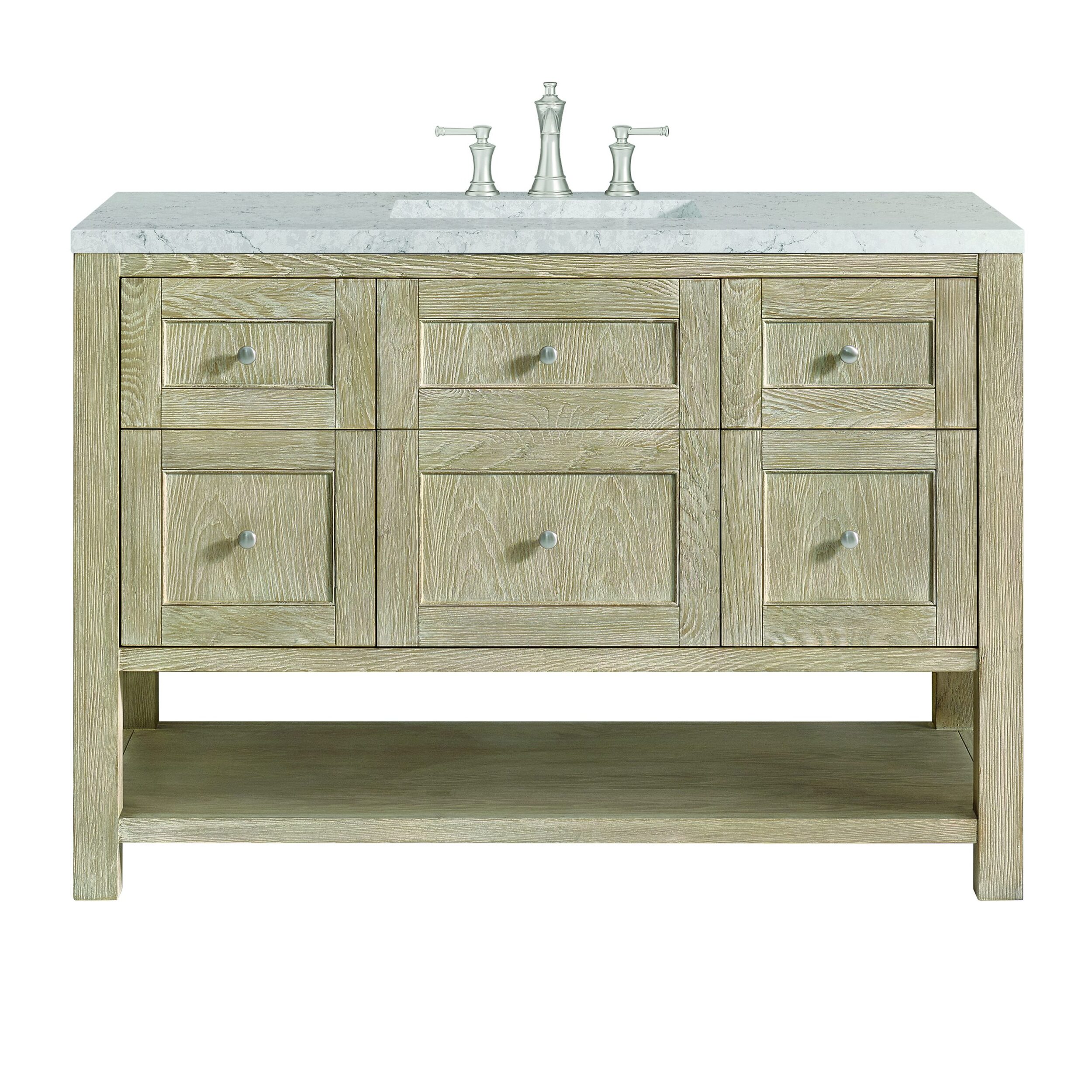James Martin Vanities 330V48WWOFEJP Whitewashed Oak 330V48WWOFEJP Breckenridge 48 Single Vanity, Whitewashed Oak W/ 3 Cm Eternal Jasmine Pearl Silestone Top W/freepower Wireless Charge - Whitewashed Oak